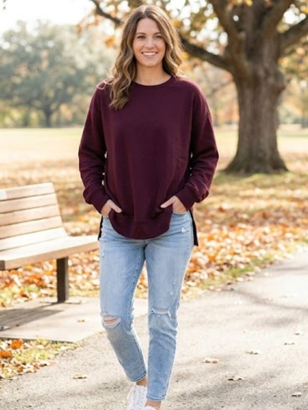 EUC Athleta Coaster Luxe Pullover Sweatshirt Sweater in Spiced Cabernet Heather